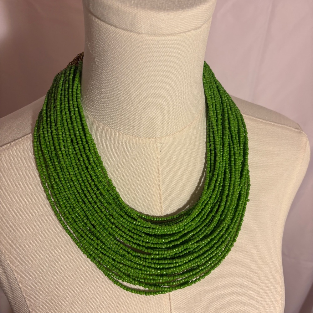Bajalia adjustable multi layer beaded necklace - green